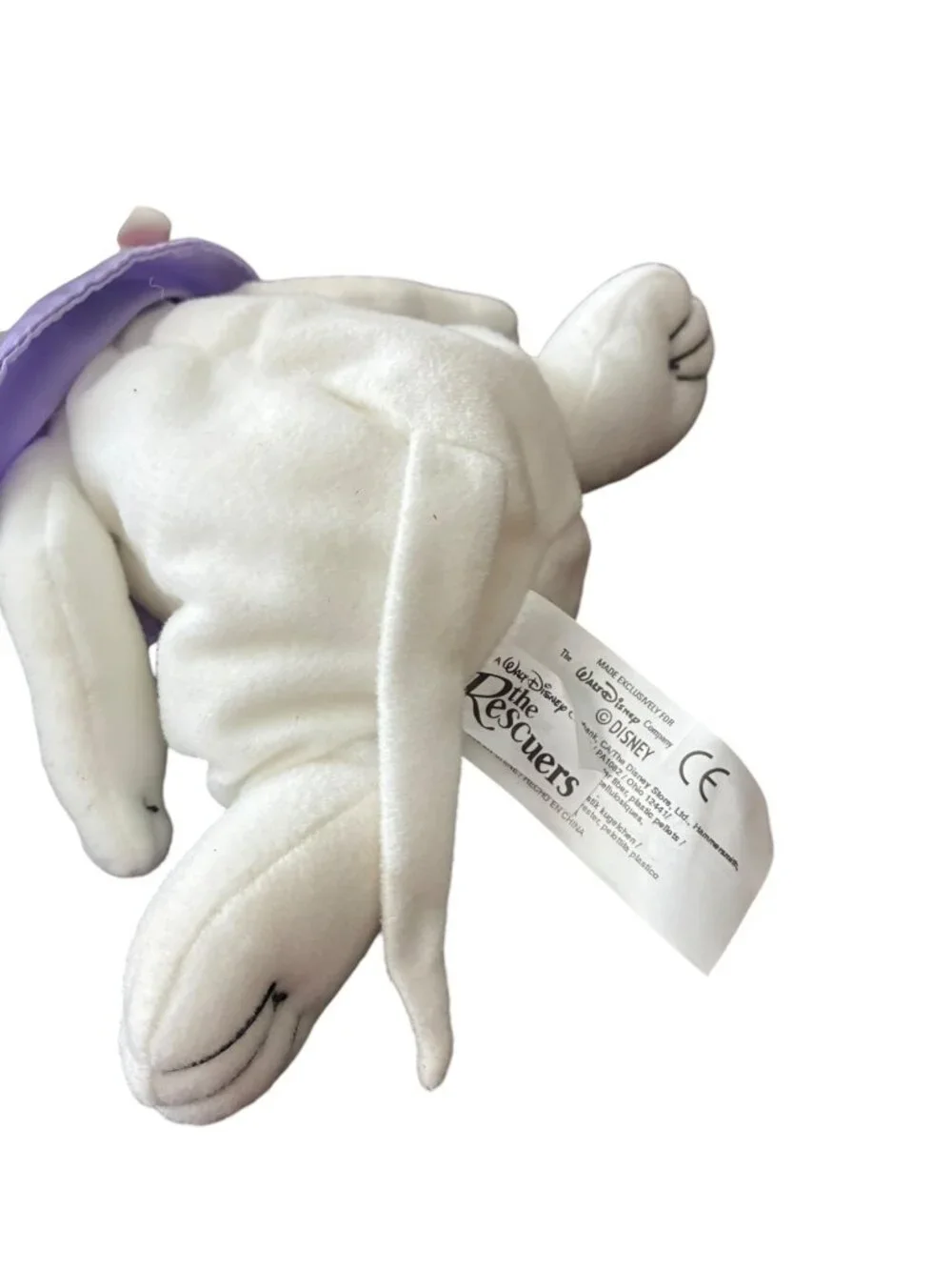 Disney‎ Bianca Bean Bag Plush From The Rescuers With Tags Purple Hat & Bow